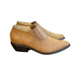 Dingo Western Cowgirl Rodeo Y2K Tan Leather Ankle Booties Women’s Size 6.5